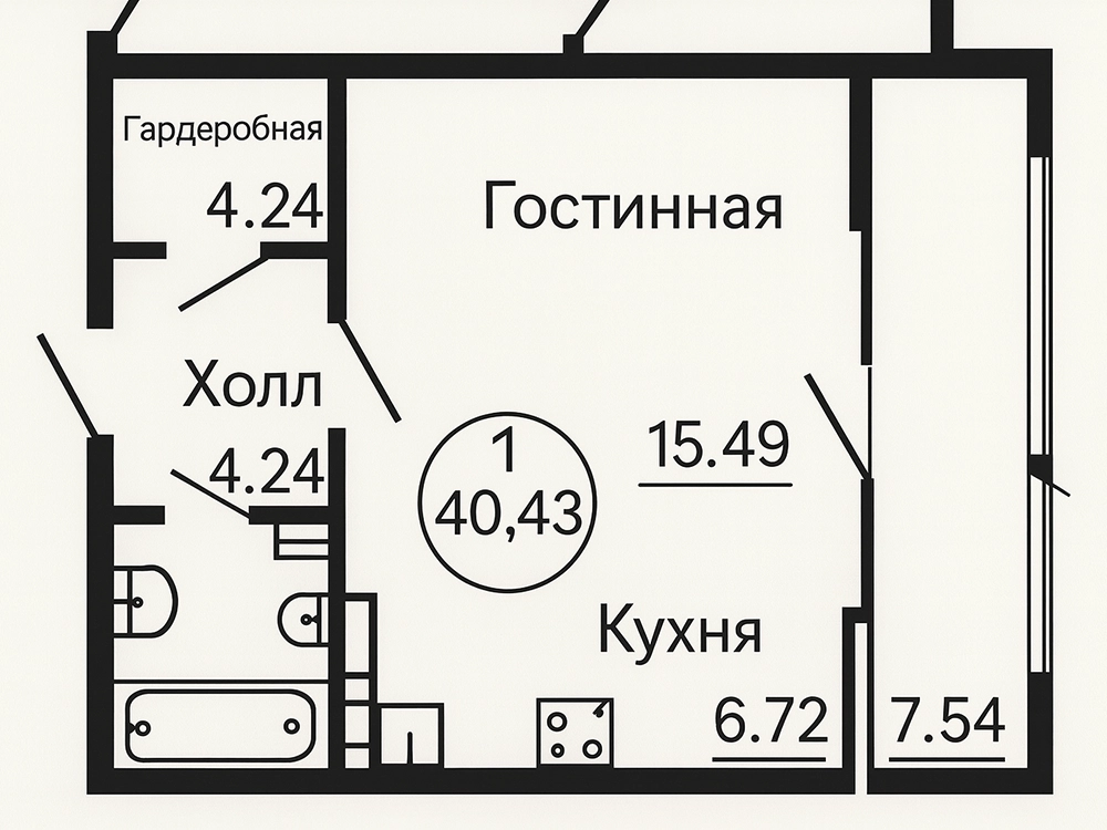 Черно-белый дизайн интерьера маленькой квартиры-студии
