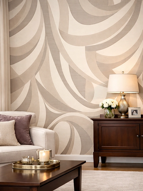 Дизайнерские обои с изображением сидящих певчих птиц на цветущих ветках в стиле шинуазри на белом фоне
